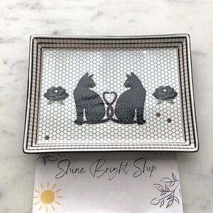 Anthropologie Bistro Tile Vanity Tray 24K  Gold Decaled Stoneware New In Box NWT